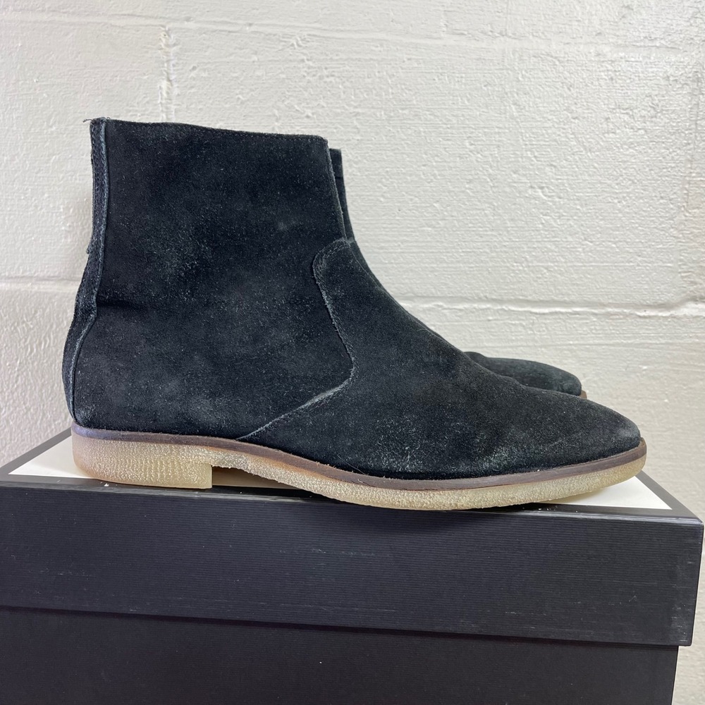 ASOS Black Suede Ankle Boots Back Zipper Crepe Sole Pull On Men's Size 10